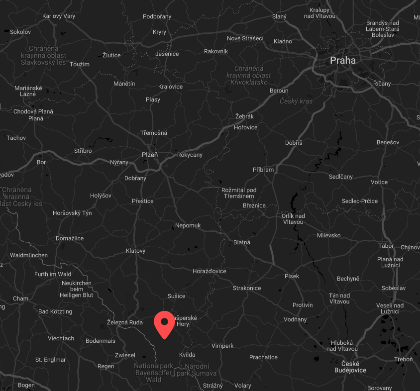 Mapa umístění hotelu Srní